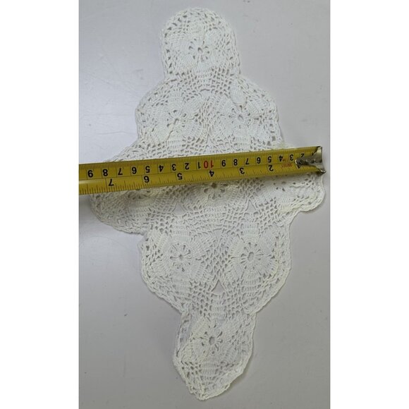 Vintage French Handmade Crochet Ivory Rhombus Napkin cotton 12”x8” - Picture 2 of 3